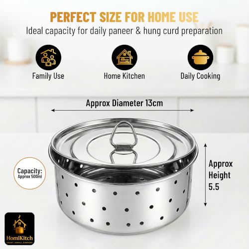 Image of Stainless Steel Paneer Maker 500 ML with Bird Shaped Lemon Squeezer & Silicone Spatula|Paneer Mould Press|Hung Curd Maker|Paneer Strainer|Tofu Press|Curd Strainer