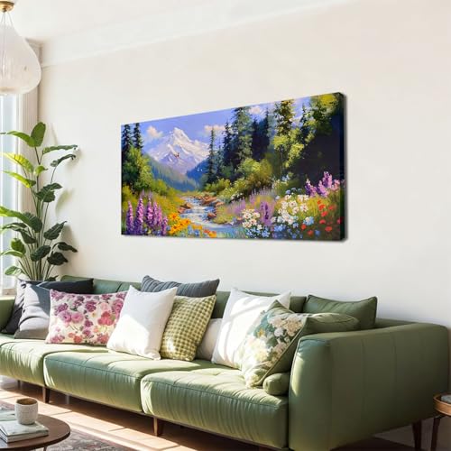 Ateliart Landscape Wall Art Scenery Nature Canvas Wall Art Painting Living Room, Panoramic Green Scenery Wall Decor Large Framed Bedroom Home Office Kitchen Dining Room 40"x20" by Ateliart - Used condition - Image 6