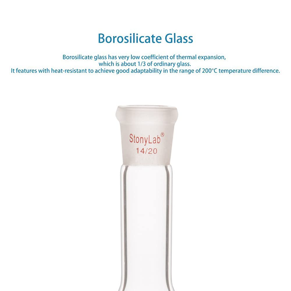 stonylab Borosilikatglas-Trocknungsrohr-Adapter, Zwei 14/20 Verbindungsstücke, Gerades Trocknungsrohr für Laborzwecke