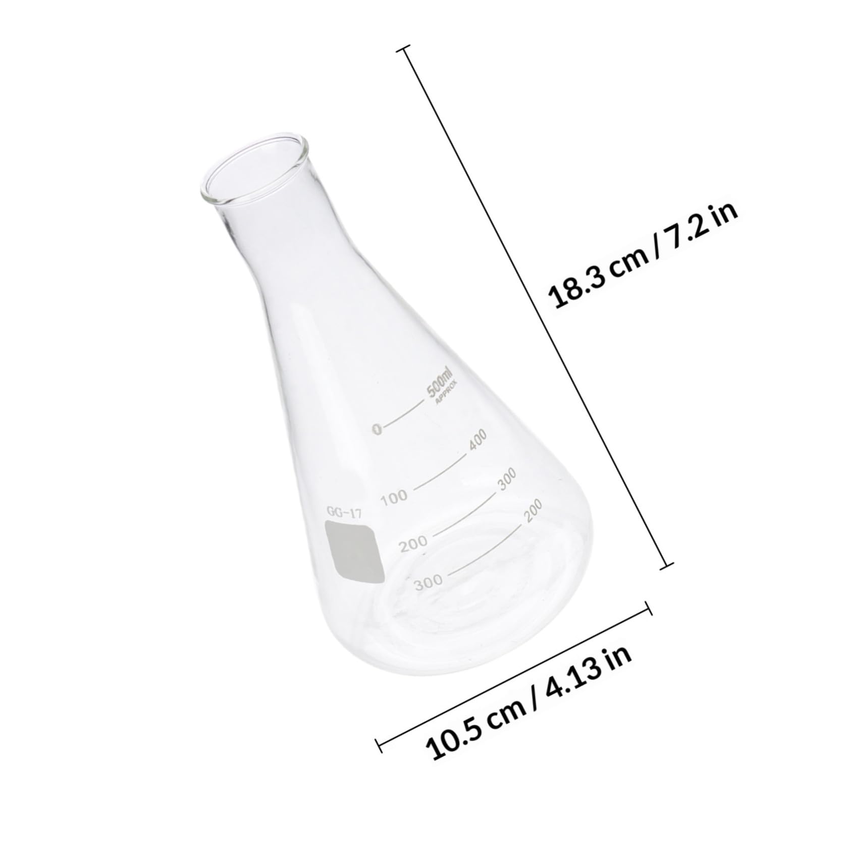 IMIKEYA Juego de 4 Matraces de Vidrio de Borosilicato Forma Triangular y Cónica, Capacidad Estándar, Escala Clara y Seguro para Experimentos Escolares de Química