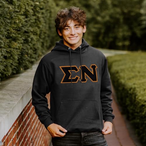 Campus Classics Sigma Nu Hooded Sweatshirt with Sewn On Greek Letters2