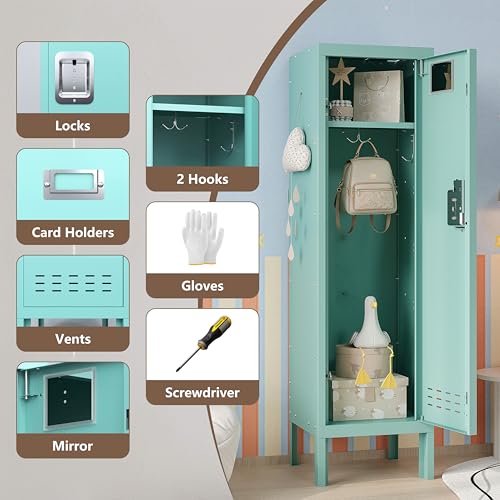 Image of BUTISOW Metal Kids Locker,Metal Cabinet Storage Lockers,Lockable for Employees with Door,54 inch Height Steel Locker,Lockable Steel Locker for Children's Room, Playroom, School,Gym