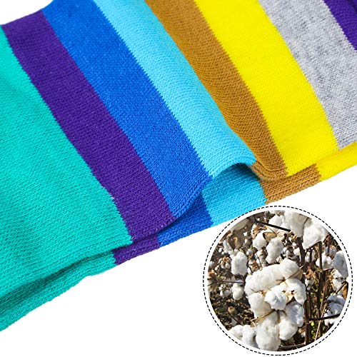 Image of SATINIOR 6 Pairs Rainbow Women Toe Socks Full Finger Socks Separated Cotton Stocking Colorful Stripe Stocking for Women Men