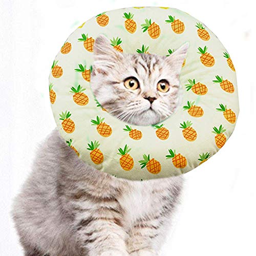 ANIAC Pet Cat Recovery Collar Adjustable Anti-Bite Lick Wound Healing Safety XXS Dog Cone Collar Comfortable Elizabethan Collar after Surgery for Puppies Kitten and Extra small dog (Pineapple, Medium)