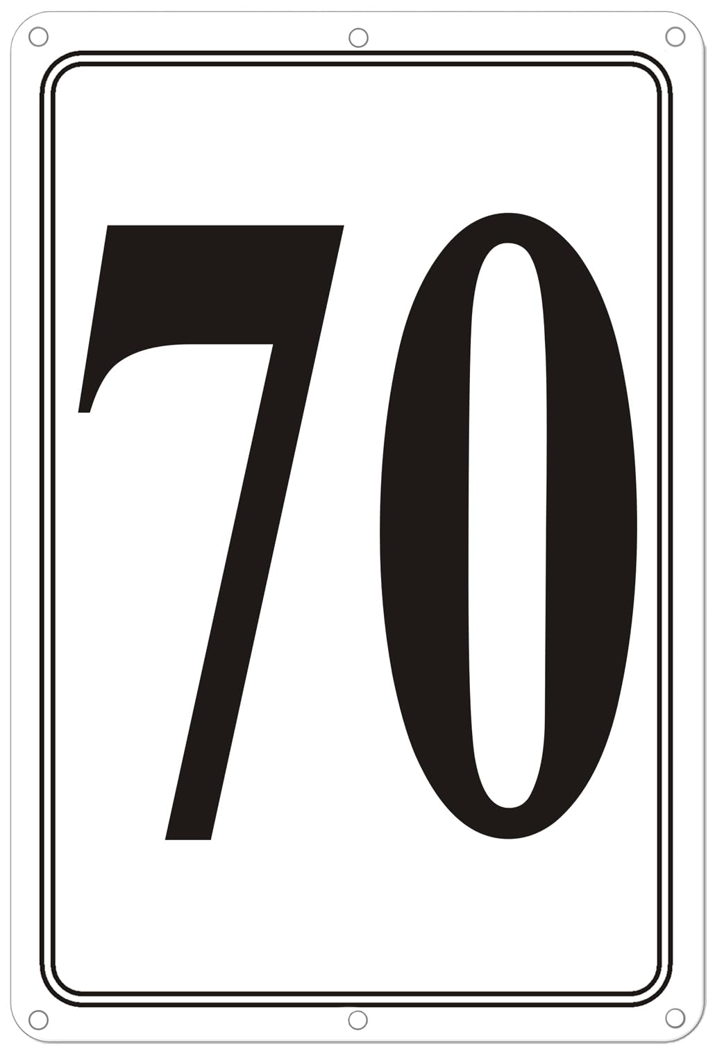 Premium Aluminum Number Signs 70, Metal 12" X 8" Numbered Signs Outdoor for Parking Lots, Floor, Dock, Court, Aisle, Field, High Visibility, No Fade, Weather-resistant