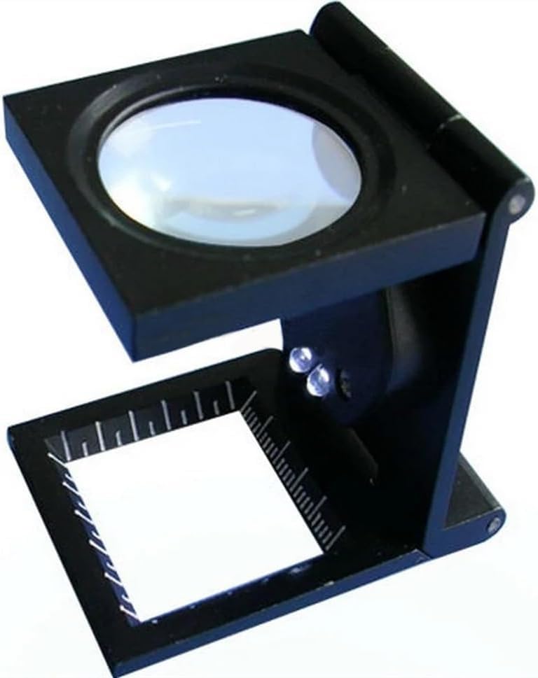 8X illuminated foldable scale magnifier Linen tester fabric magnifier with 2 LED lights