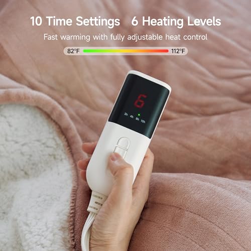 GOTCOZY Heated Blanket Twin Size - Electric Blanket with 6 Heating Level & 10 Hour Auto Off Heating Blanket, ETL Certified (62X84 Inch Rose Dust)