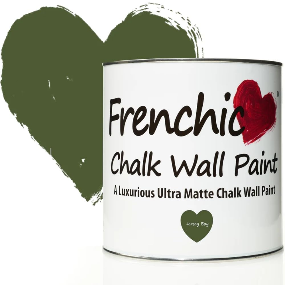 Frenchic Boys Deep Olive Green With A Rich Lime Tone. Jersey Chalk Wall Paint, For Interior Walls & Ceilings, Ultra Matte, Washable & Scrubbable (2.5L)