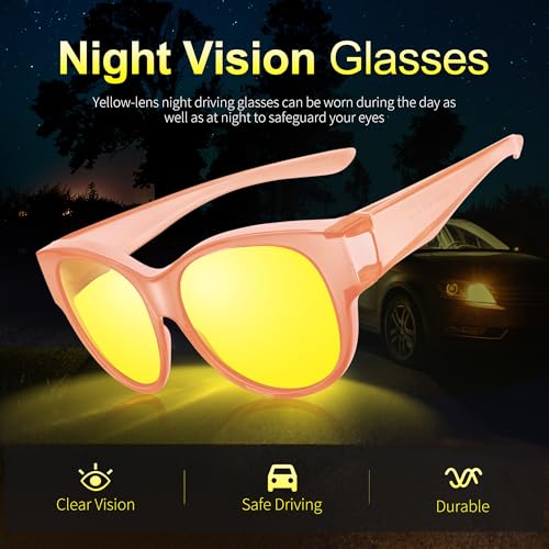 Paukis Night Driving Glasses Fit Over Eyeglasses Anti Glare for Women by Paukis - Used condition - Image 4
