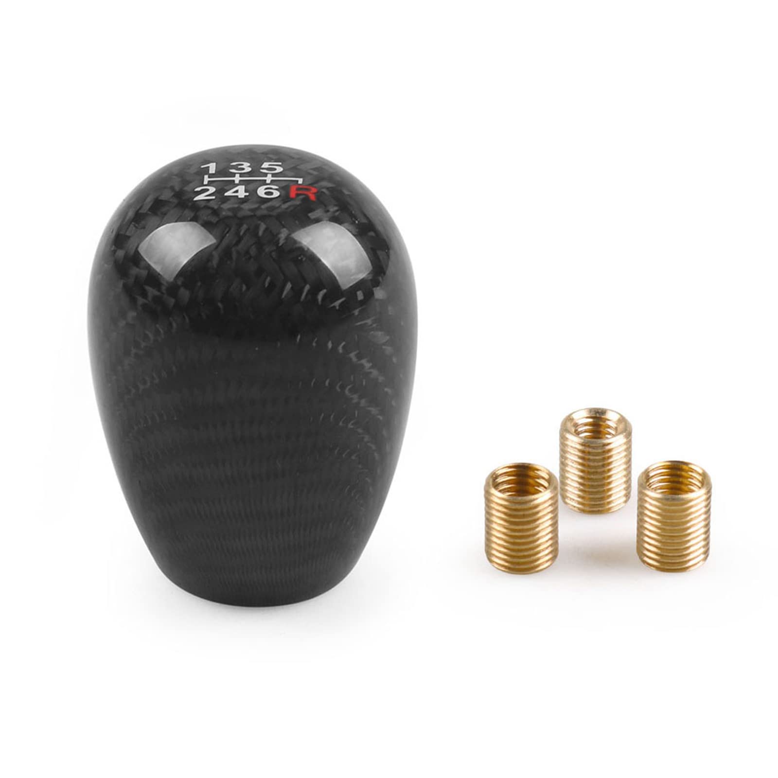 Krtopo Car Gear Knob Shift Lever, Carbon Fiber Universal Automobile Truck Motorsport 6 Speed Manual Stick Shift Knob (Black)