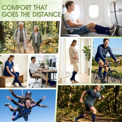 Image of LEVSOX Wide Calf Compression Socks for Women&Men Plus Size 15-20mmHg Knee High Large Support Stockings for Circulation