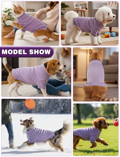 Image of Dog Sweaters for Small Medium Large Dog, Classic Turtleneck Pet Clothes Warm Thermal Doggy Winter Coat, Thick Double Knitting Collar Pullover Cold Weather Puppy Jacket for Indoor & Outdoor Wear
