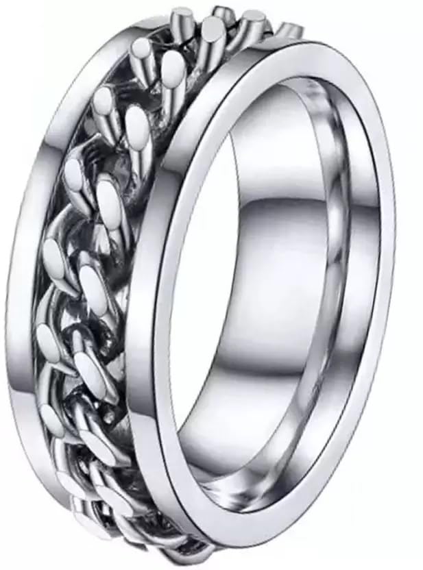 Mens US9 Silver Chain Ring (SR/FAJEWCHR-1)-image-5