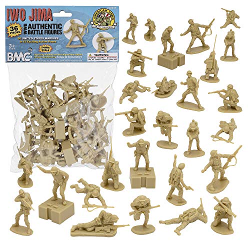 BMC WW2 Iwo Jima US Marines Plastic Army Men - 36 figuras de soldado americano