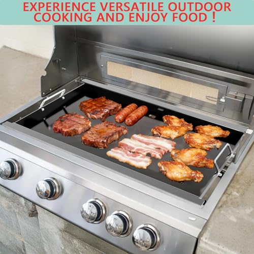 Image of Full Size Griddle Insert for Blaze 4 /5 Burner BLZ-4LTE BLZ-5 Grill Parts | For summerset sizzler 32 inch& 40'' RCS RJC32A, AOG grill part, no coating griddle with gloves, even heating, 29''L x 17.9''W
