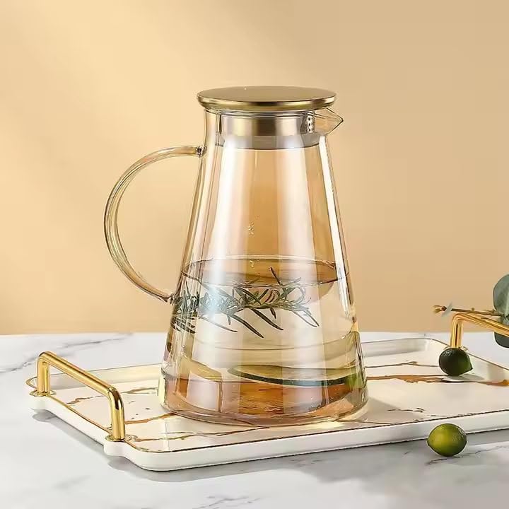 Image of Premium Brown Water and Juice Glasses Set of 6 280ML and 1.9 Liter Water Jug 1 Piece,Transparent Glass and Jug Set for Dining Table,Party,Gift Set,All pourpse use (7 Piece) (MT-14)