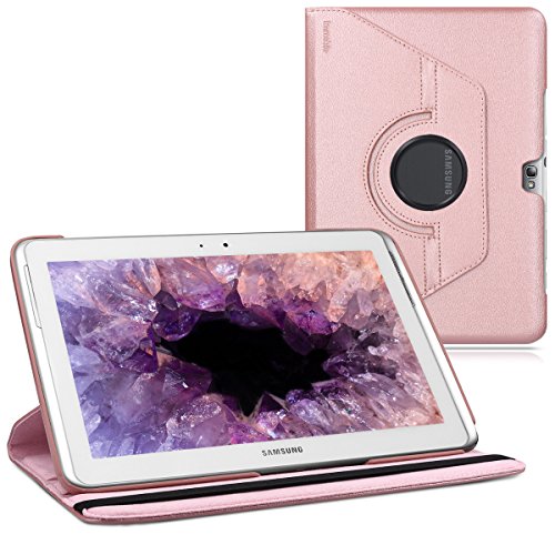 kwmobile Carcasa Compatible con Samsung Galaxy Note 10.1 N8000 / N8010   Funda de Cuero sintético para Tablet en Oro Rosa