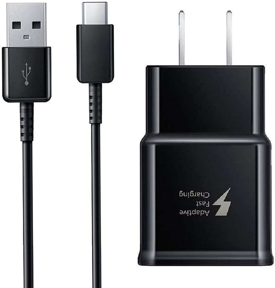 Boxgear Adaptive Fast Charger Set for Samsung Galaxy S10, S10 Plus, S10e, S9, S9 Plus, Note 9, OnePlus 7, Google Pixel 3, LG G8, and More, Wall Charger and 4 feet Type-C Cable, Black