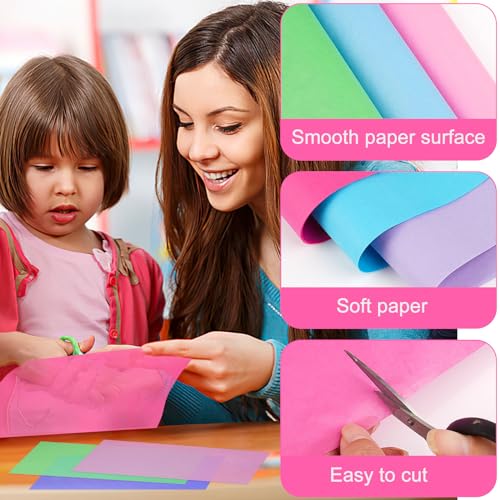 Svalor Transparentpapier, 400 Blatt 40 Farben, Seidenpapier, A4, Bastelpapier Transparent, 14g/m², Bunt Transparentpapier zum Basteln, Papierblumen, Pompoms, DIY (20 × 29 cm)