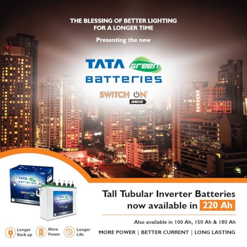 Image of Tata Green Batteries Switch-On INTT240072 200AH Tall Tubular Inverter Battery with 72 Months Warranty for Home, Office & Shops
