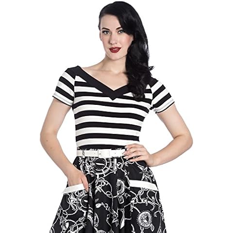 Camiseta Hell Bunny Caitlin de Rayas con Mangas Cortas Cover