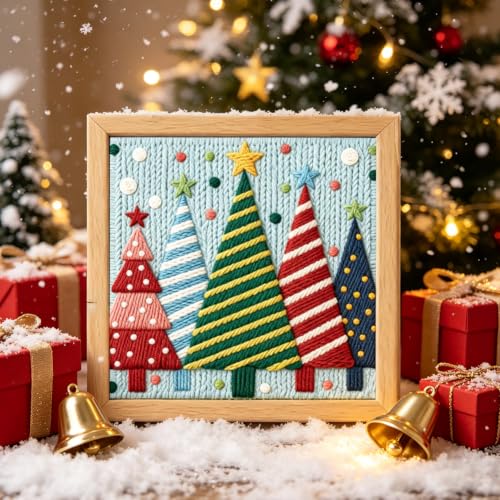 Image of BEUNITONE Punch Needle Kit for Beginners Adults - Christmas Grove Design