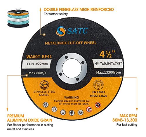 S Satc 4 1/2 Cut Off Wheel 50 Pcs Cutting Wheels 4.5"X.040"X7/8" Angle Grinder Cutting Disc Ultra Thin Metal & Stainless Steel #TOP2