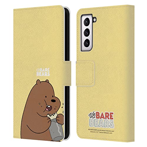 Étui portefeuille We Bare Bears pour Samsung S21 5G en cuir avec design Grizzly
