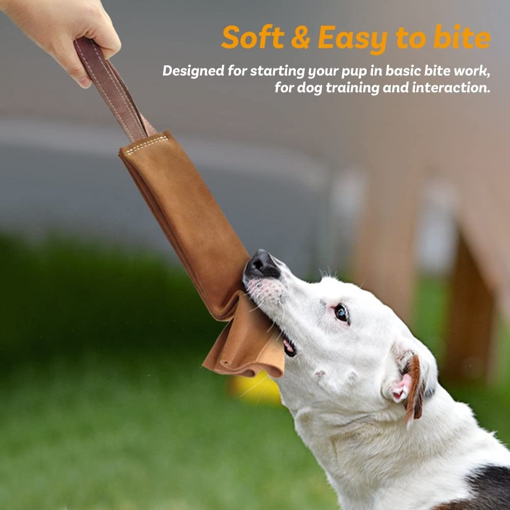 DONGKER Trapo de mordida de perro, trapo de piel suave de 15.7 pulgadas con asa para perros pequeños, medianos y grandes