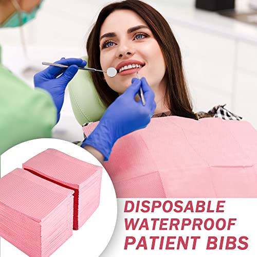 Dental-Bibs-Disposable-3-Ply-Waterproof-Patient-Bibs-Dental-Tray-Covers-Eyelash-Extension-Nail-Art-Tattoo-Supplies-13-x-18-Pack-of-125-Pink
