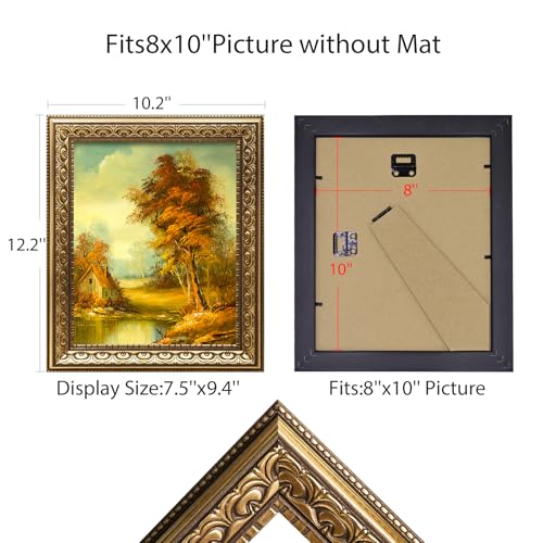 Image of 8x10 Vintage Picture Frames, Antique Frames,Gold Frames for Wall Decor, 4 Pack Ornate Picture Frames,Gold