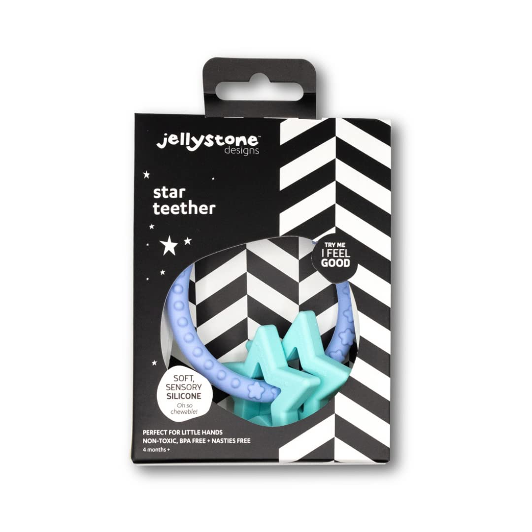 Jellystone Designs Star Teether - Soft Blue. Silicone Baby Teething Toy. Suitable for Boys & Girls 4 Months + - Image 2