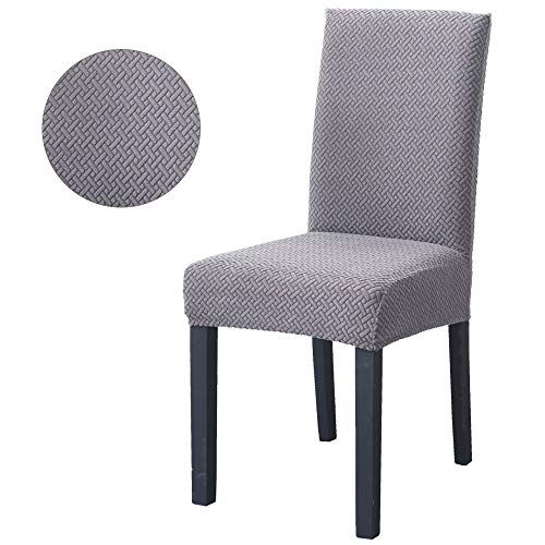 O'woda 6 Piezas Fundas de Sillas de Comedor, Elásticas, Extraíbles y Lavables, Protectoras para Sillas, Adecuado para Boda, Hogar, Restaurante, Hotel (Gris Plata)