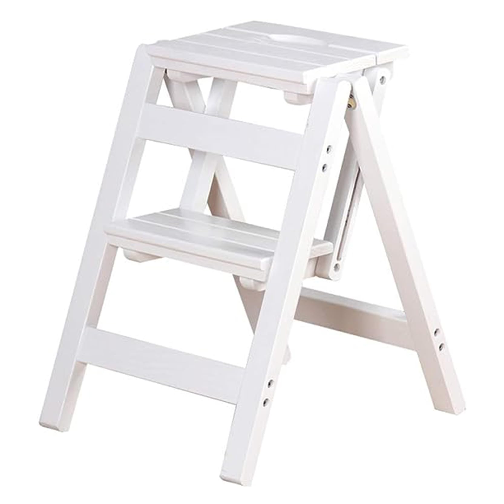 Tabouret échelle pliant en bois blanc chaise 2 marches maison