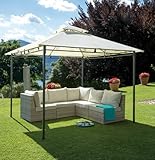 gruppo maruccia - gazebo da giardino quadrato in ferro 3 x 3 metri - gazebo per esterno resistente con copertura impermeabile anti vento color ecrù - montaggio senza viti