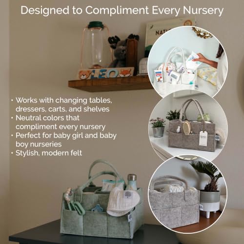 Image of Parker Baby Diaper Caddy - Nursery Storage Bin and Car Organizer for Diapers and Baby Wipes - Sage Green, Large (Pack of 2)