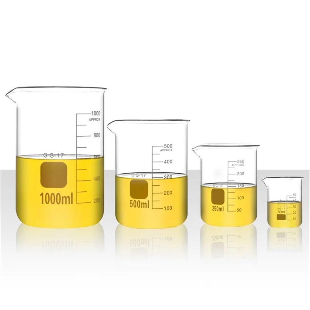 Équipements et fournitures de laboratoire 1 ensemble de béchers en verre borosilicaté à paroi épaisse, tasses mesurer graduées