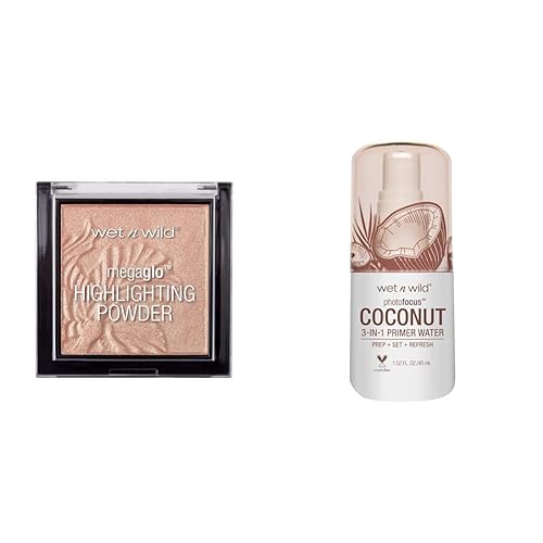 wet n wild MegaGlo - Polvo resaltador, pétalos preciosos + agua de imprimación para Foto Wet 'n Wild, coco