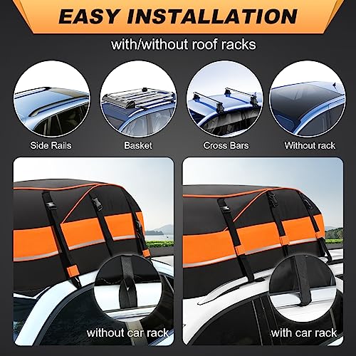 Sailnovo Roof Box Roof Bag 580L/20 Cubic Waterproof Car Roof Box for Cars without/with Roof Bars/Rack/Rails, Large Roofing Cargo Carrier Bags with Anti-slip Mat, 6 Door hooks - Image 3