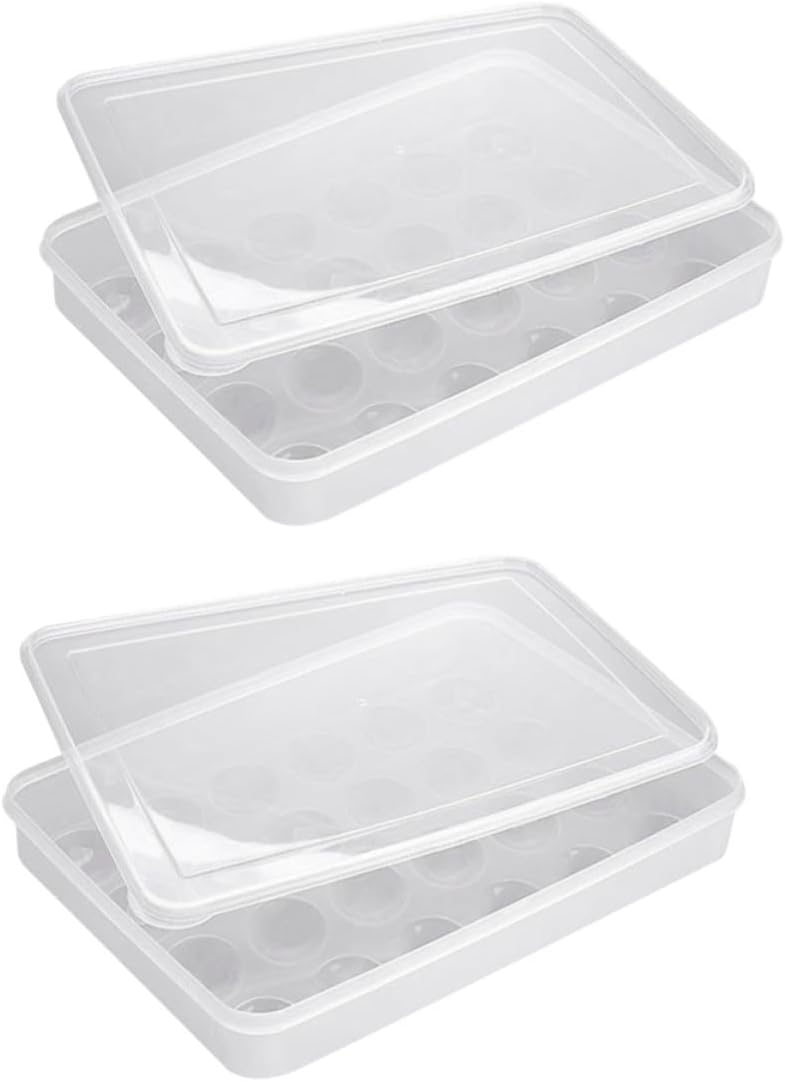 Homoyoyo 2pcs Plastic Egg Storage Box with Lid Design Sturdy Egg Holder Tray for Kitchen and Refrigerator for Home Organization