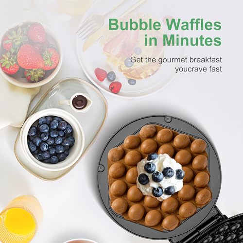 Bubble Waffle Maker, 1000W 7" Non-Stick Griddle, Hong Kong Egg Waffle Maker, Perfect for Creative Ice Cream Desserts by KEINVE - Image 3