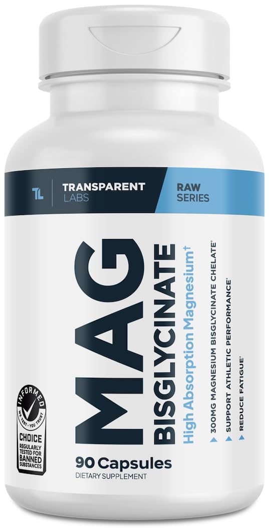 Transparent Labs Magnesium Bisglycinate - Magnesium Glycinate Supplement for Men and Women with 300mg of Magnesium for Sleep and Athletic Performance - 90 Count