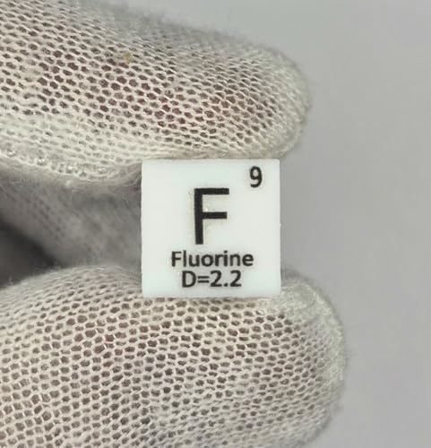 Image of 0.39 inch 10mm Fluorine Teflon 75% Pure Cube F Periodic Table Element Engraved Density Collection Science Education Display Block Cube + Acrylic Case Box - 1PC