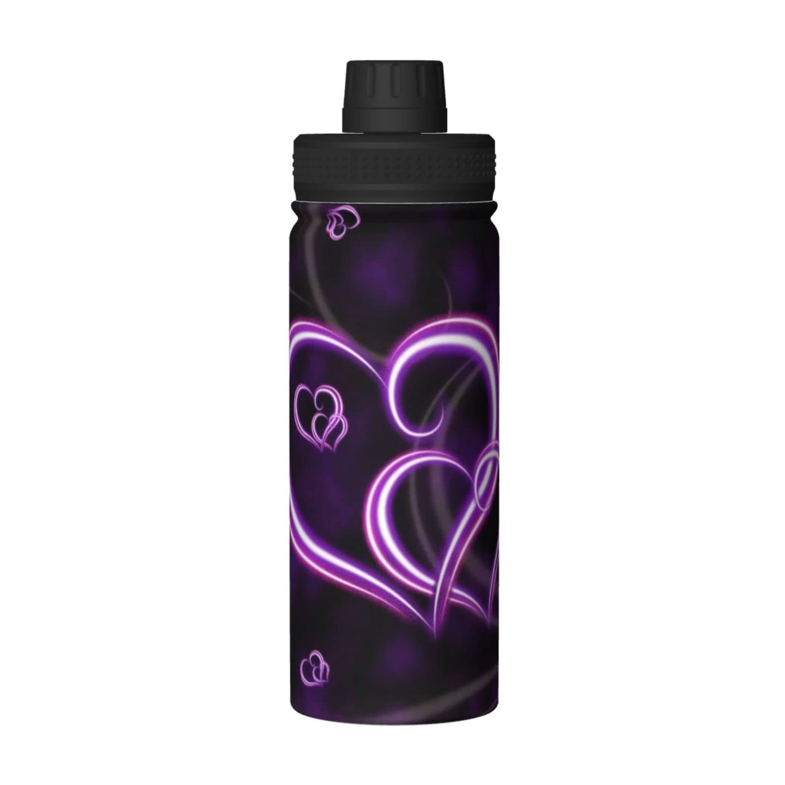 Purple Love Sport-Wasserflasche, 530 ml, isolierte Edelstahl, auslaufsichere Wasserflasche für Reisen, Fitnessstudio, Büro