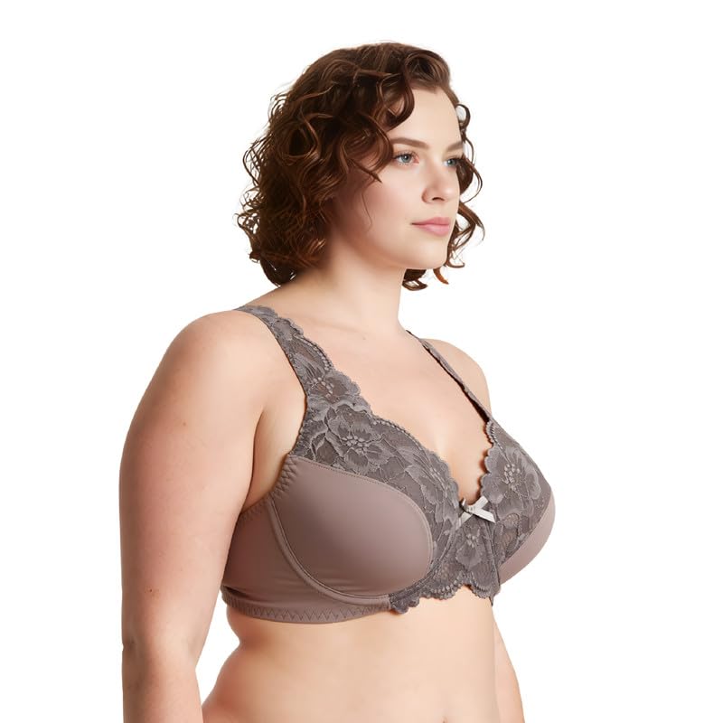 Image of Curve Muse Minimizer Unlined Underwire Bra with Lace Embroidery-2 Pack