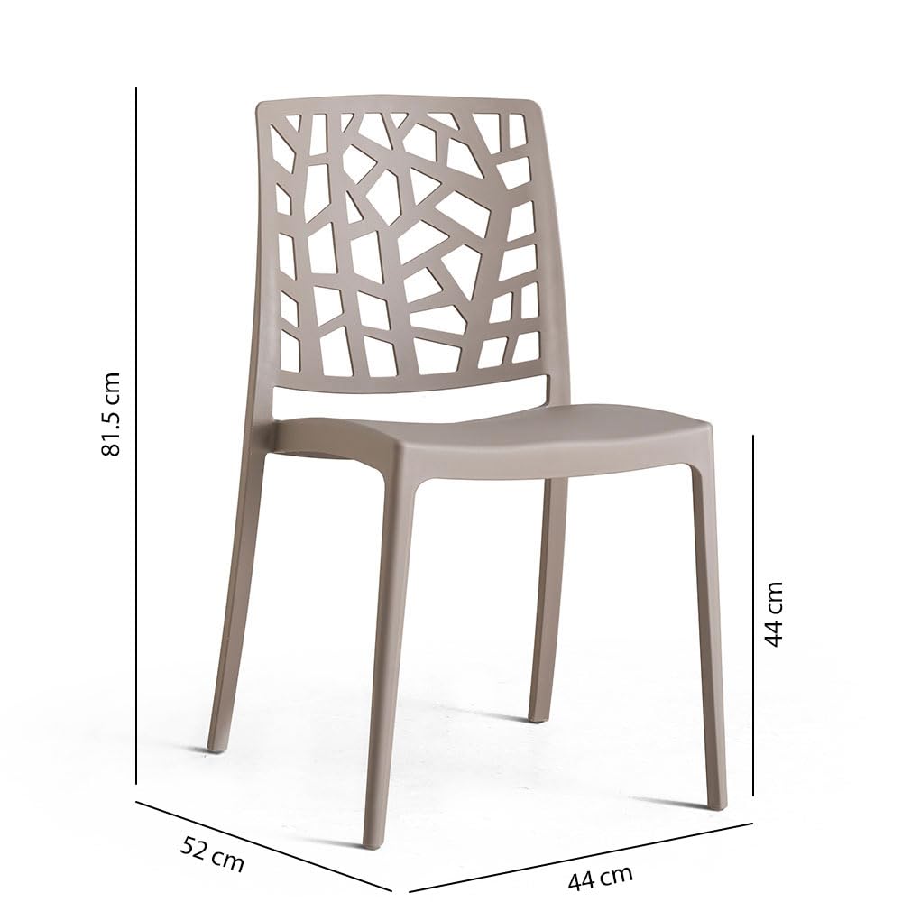 SIEDITI FUORI E DENTRO Sedie impilabili in polipropilene con fibra di vetro per esterno/giardino o interno, idrorepellenti e resistenti, design moderno e naturale - Trixy (6, Tortora)