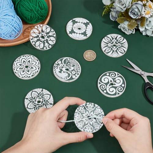Image of BENECREAT 8PCS Acrylic Spinning Control Tool, 2.2inch Flat Round Whorl Drop Spindle Kit Diz for Roving Felting, Crochet and General Crafts, Hole: 5mm and 2.5mm and 8mm