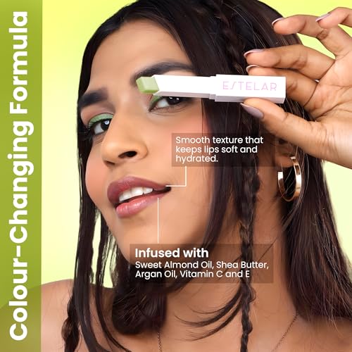 Image of Estelar pH Mint Shift Lipstick, Color Changing Green to Pink Lip Balm, Personalized Lip Tint pH Stick, Enriched with Sea Buckthorn, Almond and Argan Oil, Hydrating, Long-Lasting, Paraben Free, 2.6g