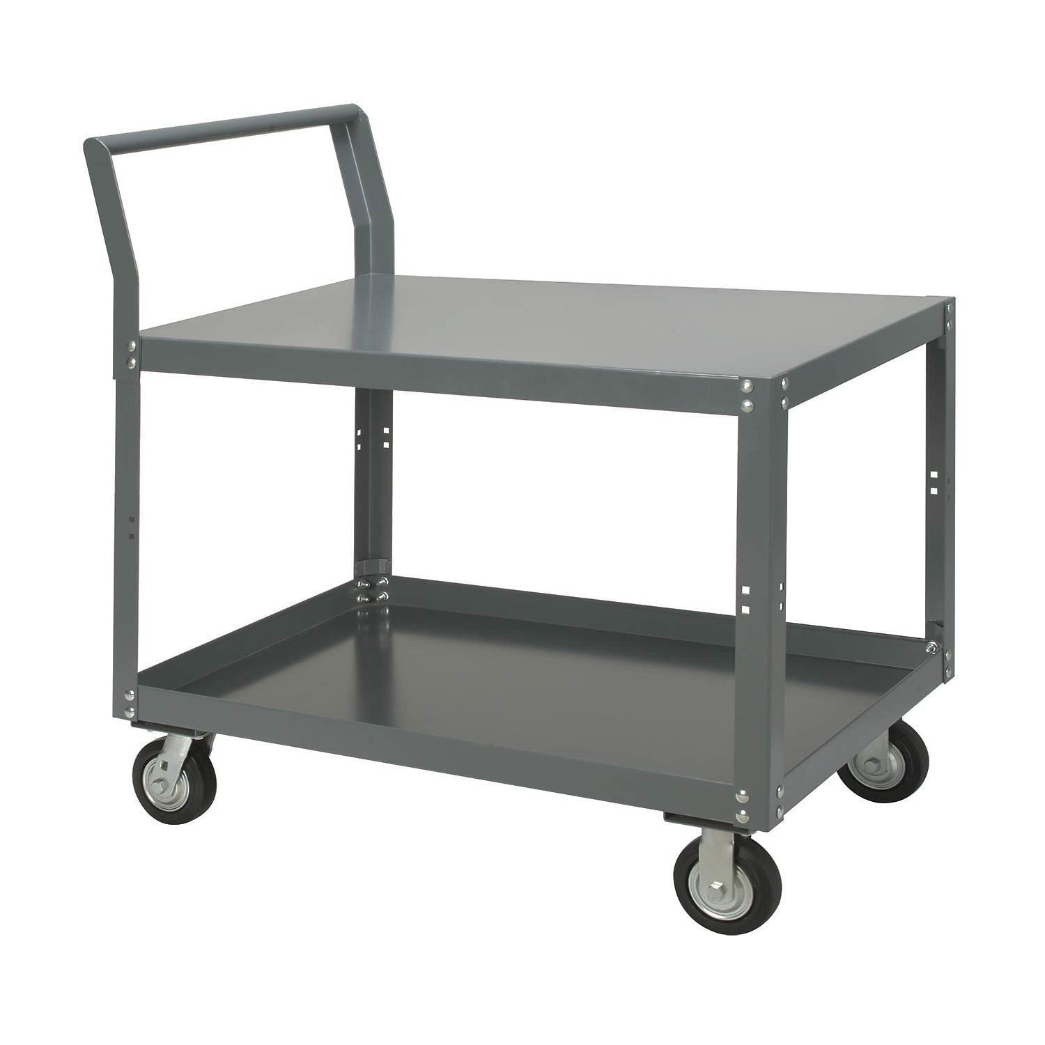 Two Shelf Unassembled Heavy Duty Service Cart by Global Industrial – 12-Gauge Steel, Gray, Model 752245