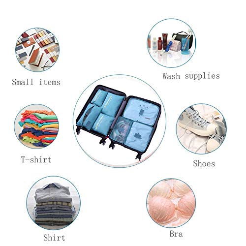 Image of Nylon AACHEN Packing Cubes for Travel Luggage Organiser Bag Compression Pouches Clothes Suitcase, Packing Organizers Storage Bags for Travel Accessories (Wine Red, 6 pcs)